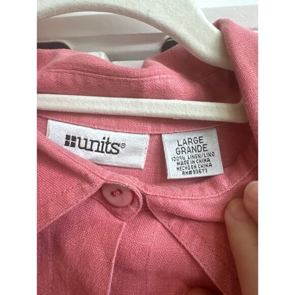 Units Pink Collar Button Down 100% Linen Pink Collar Button Down - Picture 2 of 8